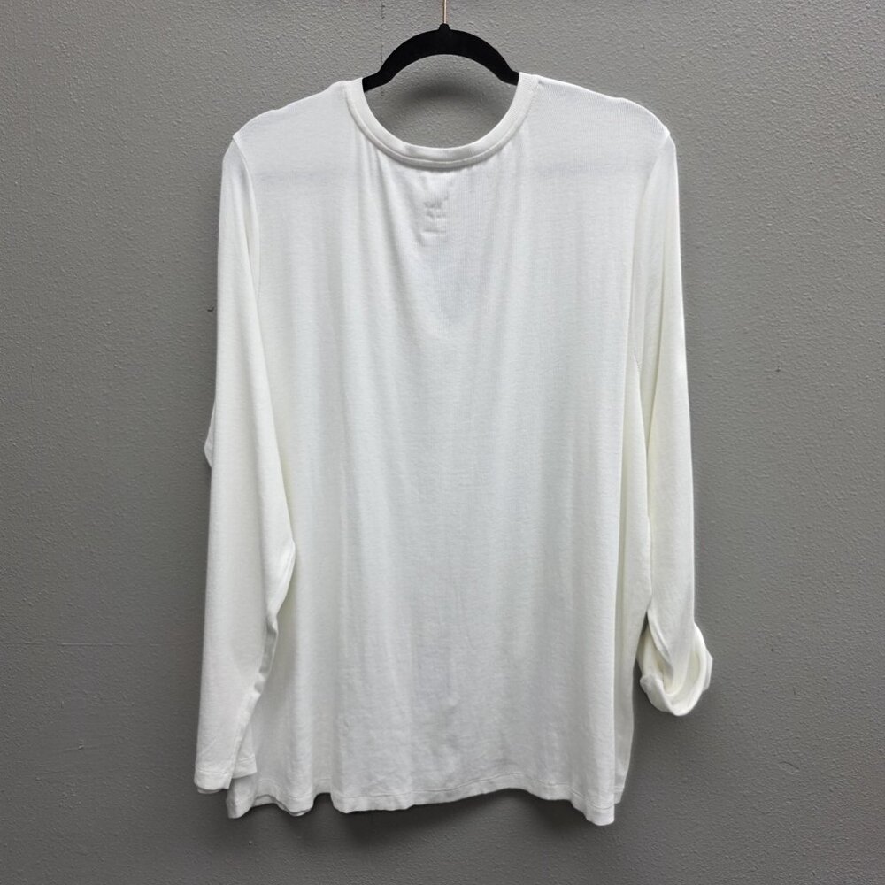 A New Day Shirt Womens 3X White Long Sleeve V-Neck Soft Stretch Plus Top Modal - Picture 5 of 12